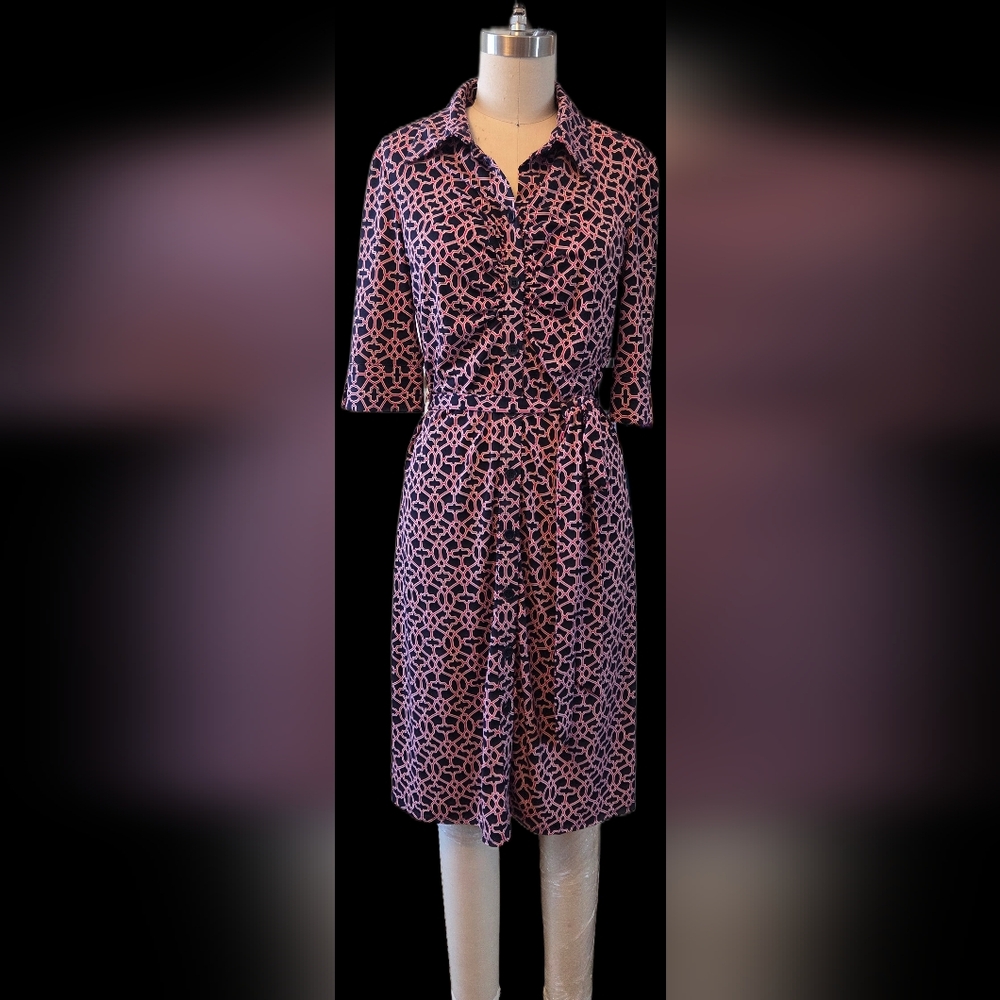Laundry By Shelli Segal Navy And Red Geometric Dress